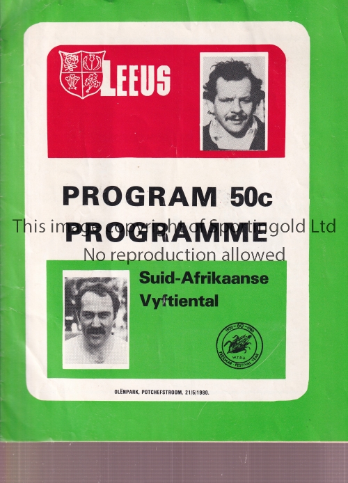BRITISH LIONS IN SOUTH AFRICA 1980 Seventeen programmes, missing only the 2nd Test in