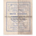 BOLTON V HUDDERSFIELD 1946 Programme for the League match at Bolton 7/12/1946 heavily worn. Poor