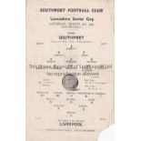 SOUTHPORT Single sheet home programme v Liverpool Lancashire Senior Cup 3/3/1945. Piece missing at