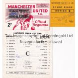 MANCHESTER UNITED V LIVERPOOL 1969 Programme and ticket for the Lancashire Senior Cup Final at