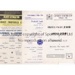 ARSENAL Six away programmes v. C. Palace 66/7 London Youth Cup Final, C. Palace Reserves 11/4/67