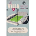 LEAGUE CUP FINAL 1961 Programme for the 2nd Leg of the 1961 League Cup Final Aston Villa v Rotherham