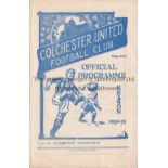 COLCHESTER UNITED 1ST LEAGUE SEASON Home programme v. Bristol City 28/4/1951. Generally good