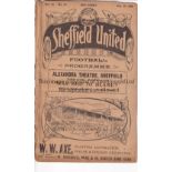 SHEFFIELD UNITED V NEWCASTLE UNITED 1909 Programme for the League match at Sheffield 18/12/1909 ex-