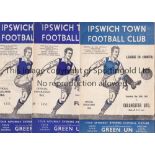 IPSWICH TOWN Ten home programmes V. Colchester 52/3, Orient 53/4 creased, Fulham, Bristol Rov.