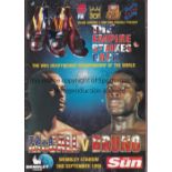 FRANK BRUNO V OLIVER McCALL 1995 / AUTOGRAPH Programme, Press Pass, signed on the cover by Bruno,