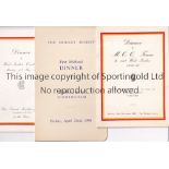 CRICKET MENUS A collection of 28 cricket menus 1953-1995 to include official MCC dinners at Lord's