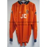 JOHN LUKIC ARSENAL SHIRT Player issue orange goalkeeper shirt for seasons 1996/7 and 1997/8 with