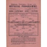 ARSENAL V BRIGHTON & HOVE ALBION 1942 Single sheet programme for the London War League match at