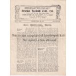 ARSENAL V ASTON VILLA 1922 Four page programme for the League match at Arsenal 25/3/1922, horizontal