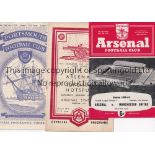 ARSENAL Three Arsenal programmes home to Tottenham (FAC) 1948/49 (ink stain, score ,scorer, team