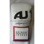 ANTHONY JOSHUA AUTOGRAPH A signed AJ Anthony Joshua glove, mostly white with a red, silver and