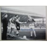 BERT TRAUTMANN B/w 16 x 12 photo showing the German goalkeeper shaking hands with Jimmy Armfield