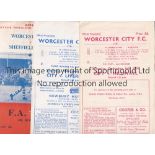WORCESTER CITY 58-59 Three Worcester City home programmes from their 58-59 Cup run, v Millwall 6/