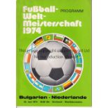 WORLD CUP 1974 Programme Bulgaria v Holland in Dortmund 23/6/1974. Lacks staples. No writing.