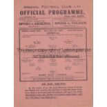 ARSENAL Single sheet home programme for the match v West Ham United Football League South 11/12/