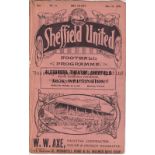 SHEFFIELD UNITED V ASTON VILLA 1909 Programme for the League match at Sheffield 25/12/1909 ex-binder
