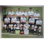 TOTTENHAM Colour 16 x 12 photo showing players posing with the First Division trophy and the FA