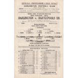 DARLINGTON V HARTLEPOOLS UNITED 1945 Single sheet programme for the FL Cup match at Darlington 20/