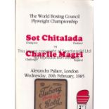 CHARLIE MAGRI V SOT CHITALADA 1985 Programme, Press pack, ticket and Ringside Pass for the Flyweight