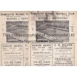 DONCASTER ROVERS Seven home programmes for 1947/8 v. Brentford marked, Newcastle, Luton,