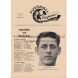 ARSENAL Pirate programme issued by W.Bitter Lubeck for the away Friendly v. Hamburg SV 17/8/1963 The
