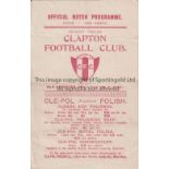 CLAPTON Four Page home programme v London Caledonians Isthmian League 23/4/1925. Horizontal folds.