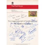 BENFICA AUTOGRAPHS 1977 A headed sheet from the Post House Manchester signed by 15 including manager