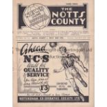 WEST HAM UNITED Programme for the away League match v Notts. County 25/11/1950, staple rusted