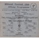 MILLWALL Single sheet home programme v Chelsea 6/5/1944. Football League South. Some folds. No