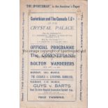 CORINTHIANS / BOLTON Programme Corinthians v Bolton Wanderers Friendly played at Crystal Palace 8/