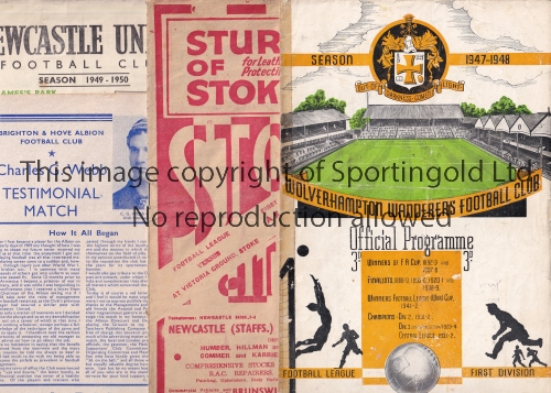 ARSENAL Four sub-standard / distressed away programmes v. Newcastle 49/50 tape on the inside of