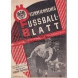 AUSTRIA / ENGLAND Programme Austria v England in Vienna 25/5/1952 . Nat Lofthouse was famously known