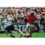 ENGLAND V WEST GERMANY Colour 12 x 8 Photo of Colin Bell evading Karl-Heinz Schnellinger during