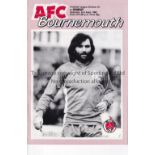 GEORGE BEST Programme for Bournemouth at home v Orient 2/4/1983. Best appears on the cover and on