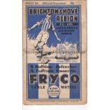 BRIGHTON Programme v Folkestone FA Cup 1st Round 24/11/1934. Centre pages detached but staple in