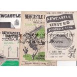 NEWCASTLE UNITED Ten home programmes v. Derby 49/50 worn, Everton 50/1 creased, Man. City 51/2