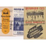 MANSFIELD Three Mansfield Town programmes. Aways at Bradford City , Preston North End (FAC) 1948/