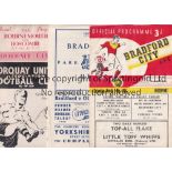 1950's Ten programmes Bradford C v Southport 55-56, Bradford PA v Oldham 54-55, B&HA v Millwall