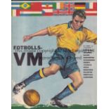 1958 WORLD CUP SWEDEN Large 64 Swedish issue brochure with a report on the Tournament with many