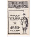 LIVERPOOL V ARSENAL / EVERTON RES. V OLDHAM RES. 1927 Joint issue programme for 5/2/1927, ex-binder.