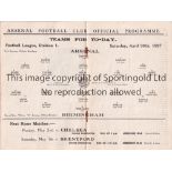 ARSENAL V BIRMINGHAM 1927 Programme for the League match at Arsenal 30/4/1927. Good