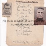 BIRMINGHAM Twelve Birmingham autographs from the 1933/34 season on an autograph page. Generally