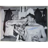 NAT LOFTHOUSE Three b/w 16 x 12 photos of Lofthouse scoring in the 1958 FA Cup Final, celebrating in