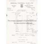 ARSENAL RESERVES Ten single sheet home programmes for season 1978/9 season v. Bristol City, Norwich,