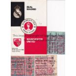 MANCHESTER UNITED English issue programme for the away EC S-F v Real Madrid 1967/8 plus 3 home EC