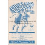 QUEEN'S PARK RANGERS V SWINDON TOWN 1938 Programme for the League match at Rangers 23/4/1938.