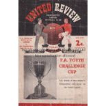 1955 YOUTH CUP FINAL / MANCHESTER UNITED Programme for the 1st leg at Manchester United v WBA