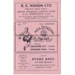 HEADINGTON UNITED Joint issue home programme v. Chelmsford City 24/3/1951 and Reserves v Chingford