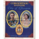 SCOTTISH FOOTBALL IN GLASGOW 1937 Official City of Glasgow Coronation Souvenir and includes a